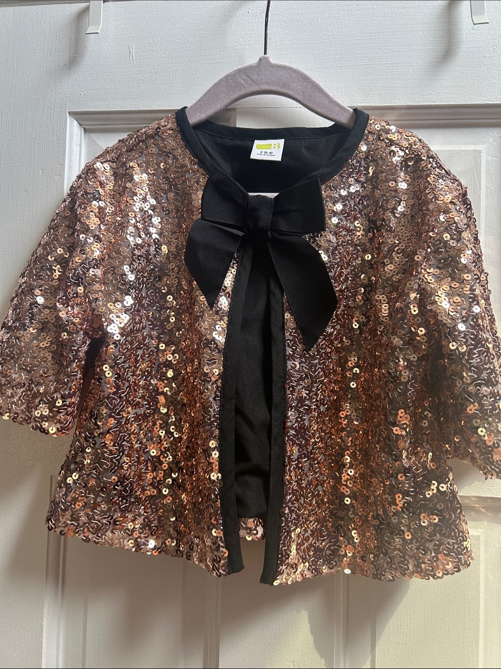 Crazy 8 Rose Gold Sequin Jacket with Black Bow
